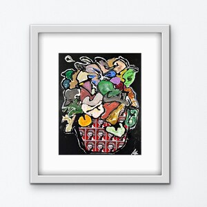 original framed abstract painting, affordable office and home art wall decor, contemporary art, &quot;street bonsai 1&quot;