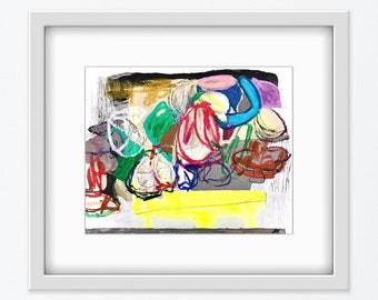 original framed small abstract painting, contemporary affordable painting, home wall decor, no.6