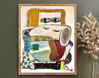 Original Acrylic Painting "DEAN": Abstract Outsider Art (24x30 inches)