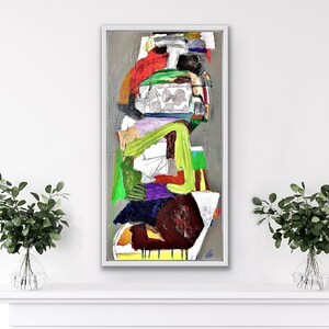 Original acrylic painting, living wall hanging, abstract wall decor, contemporary modern, one of kind art, street outsider brut art