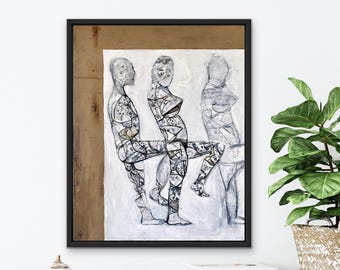Original Acrylic Painting: Brut Street Art, Human Study (16 x 20 in)