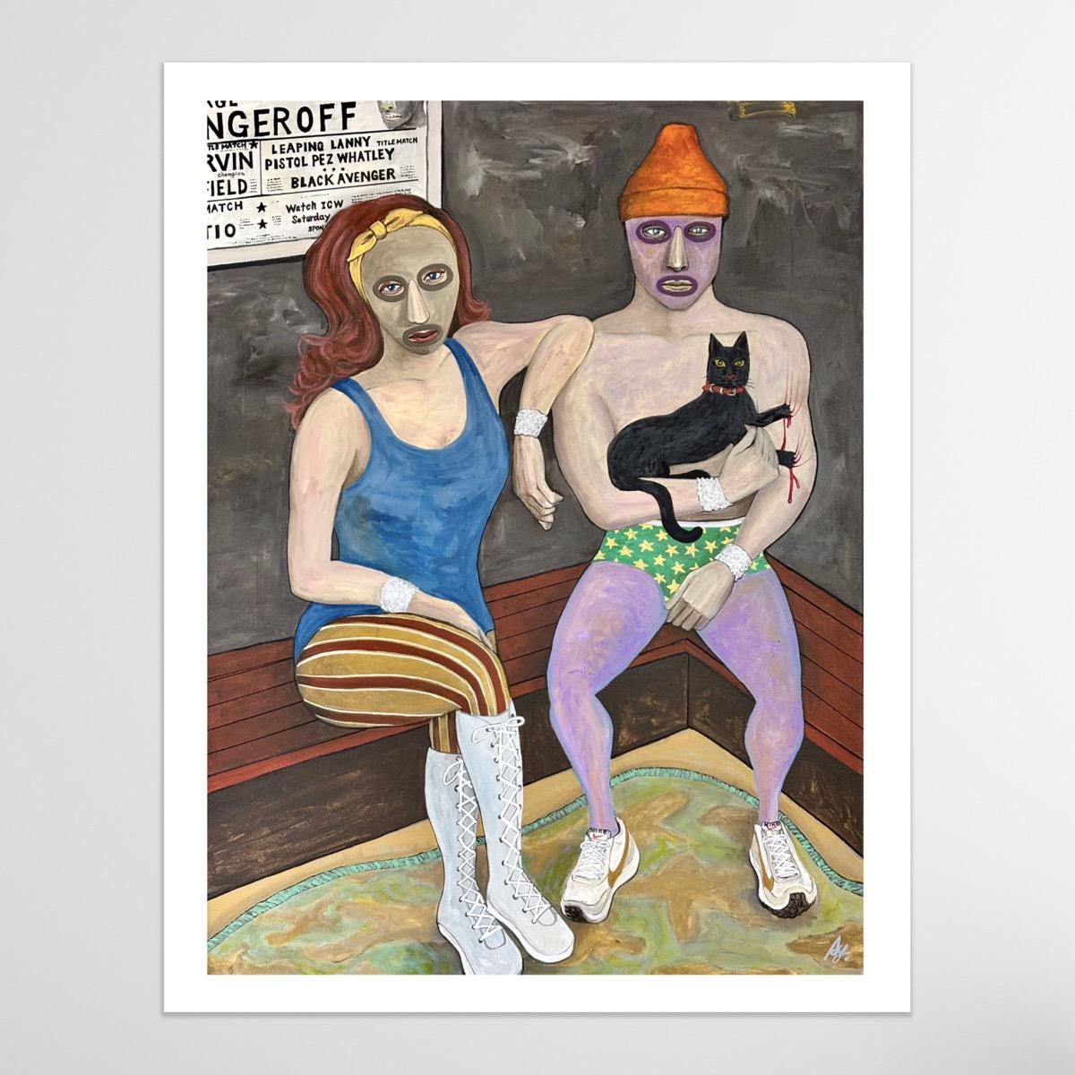 Original limited edition art print, street outsider brut, high quality, colorful unique wall hanging, one of a kind art, signed by artist
