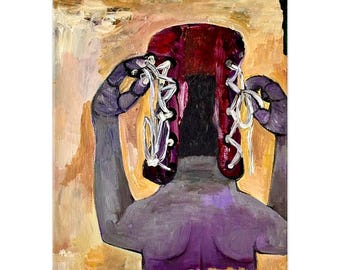 Original Acrylic Portrait Painting, Outsider Art, 11x14