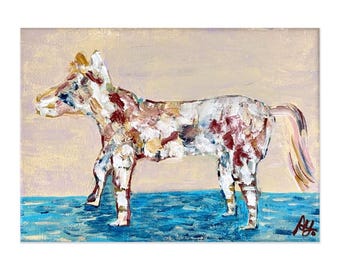 Macoon Design Original Acrylic Animal Painting, 7x5 Canvas Art, Contemporary Brut Street Style