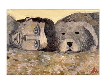 Macoon Design Original Acrylic Animal Painting, 7x5 Canvas Art, Contemporary Brut Street Style