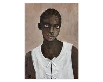 Macoon Design Original Acrylic portrait Painting, 7x5 Canvas Art, Contemporary Brut Street Style