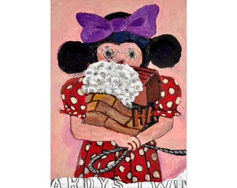 Macoon Design Original Acrylic Animal Painting, 7x5 Canvas Art, Contemporary Brut Street Style