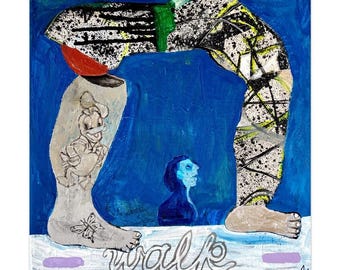 Original Acrylic Painting: Modern Brut Street Art, 12x12