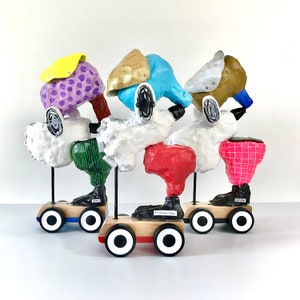 Abstract Car Sculpture: Handmade Paper Clay Art Object