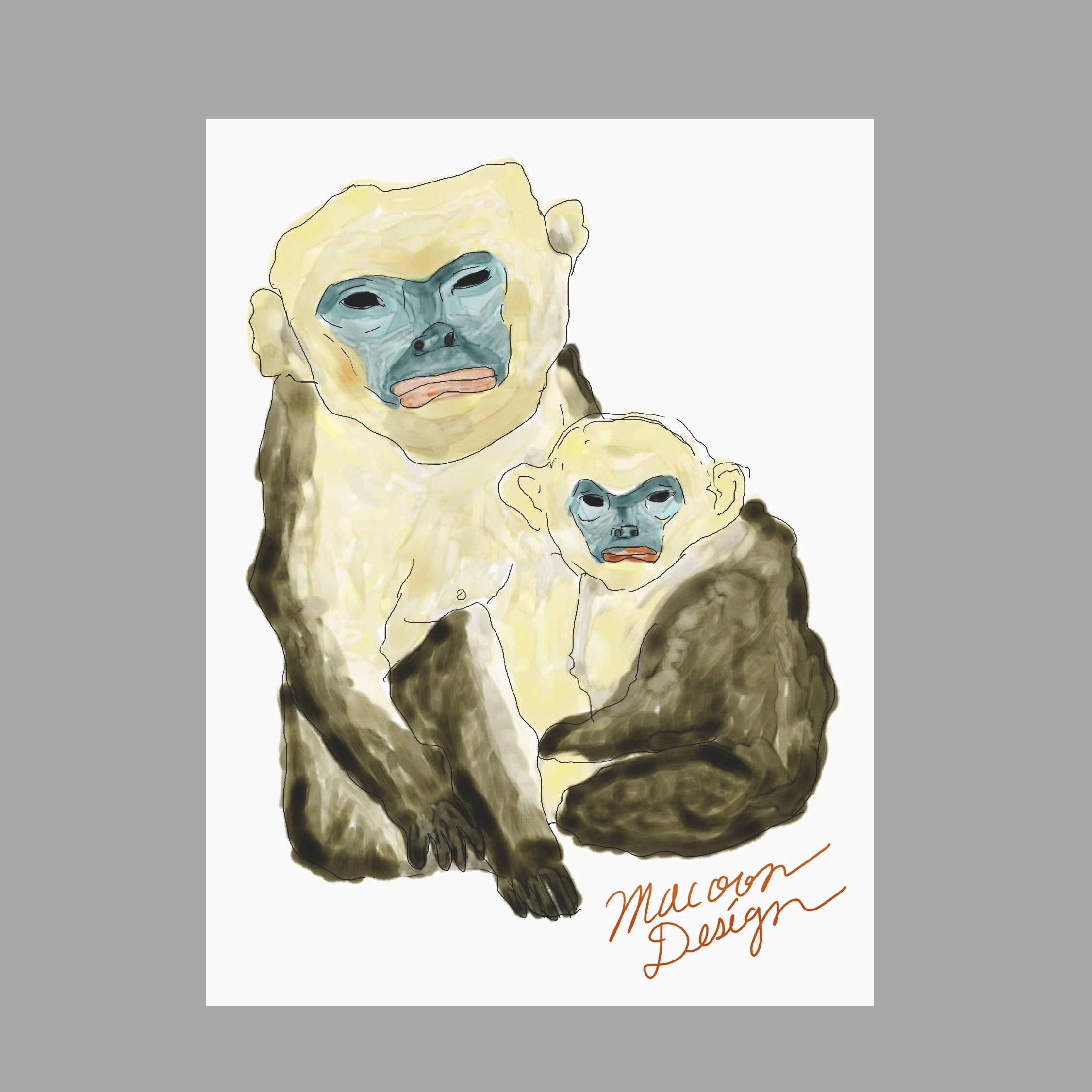 Macoon Design Collection Original T-shirt "monkeys" 100% Cotton White ...