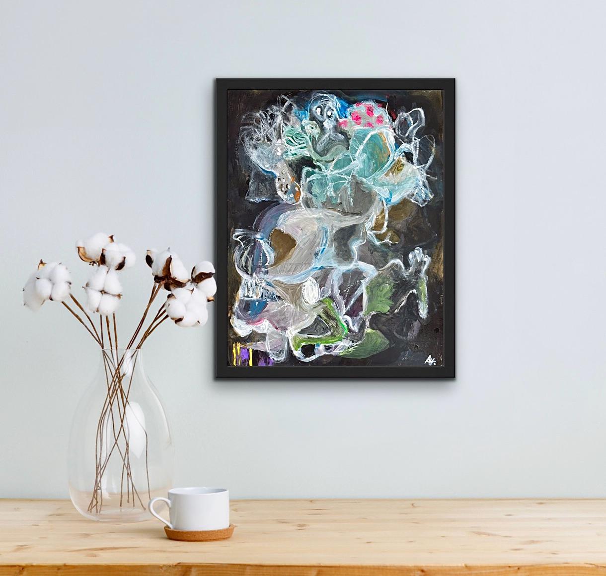 オリジナルの小さな抽象画、抽象的具象芸術、11 x 14インチ - Etsy 日本