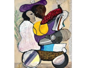Original Acrylic Portrait Painting, Outsider Art, 11x14