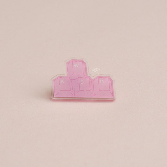 Wasd Pastel Pink Keyboard Clear Acrylic Charm Pin Cute Etsy