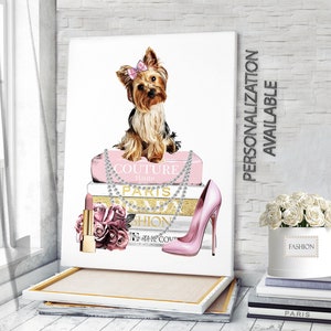 Fashion Wall Art Canvas Wall Art Yorkshire Terrier Print Fashion Prints Fashion Poster Fashion Books Prints Fashion Books Poster Animal Art