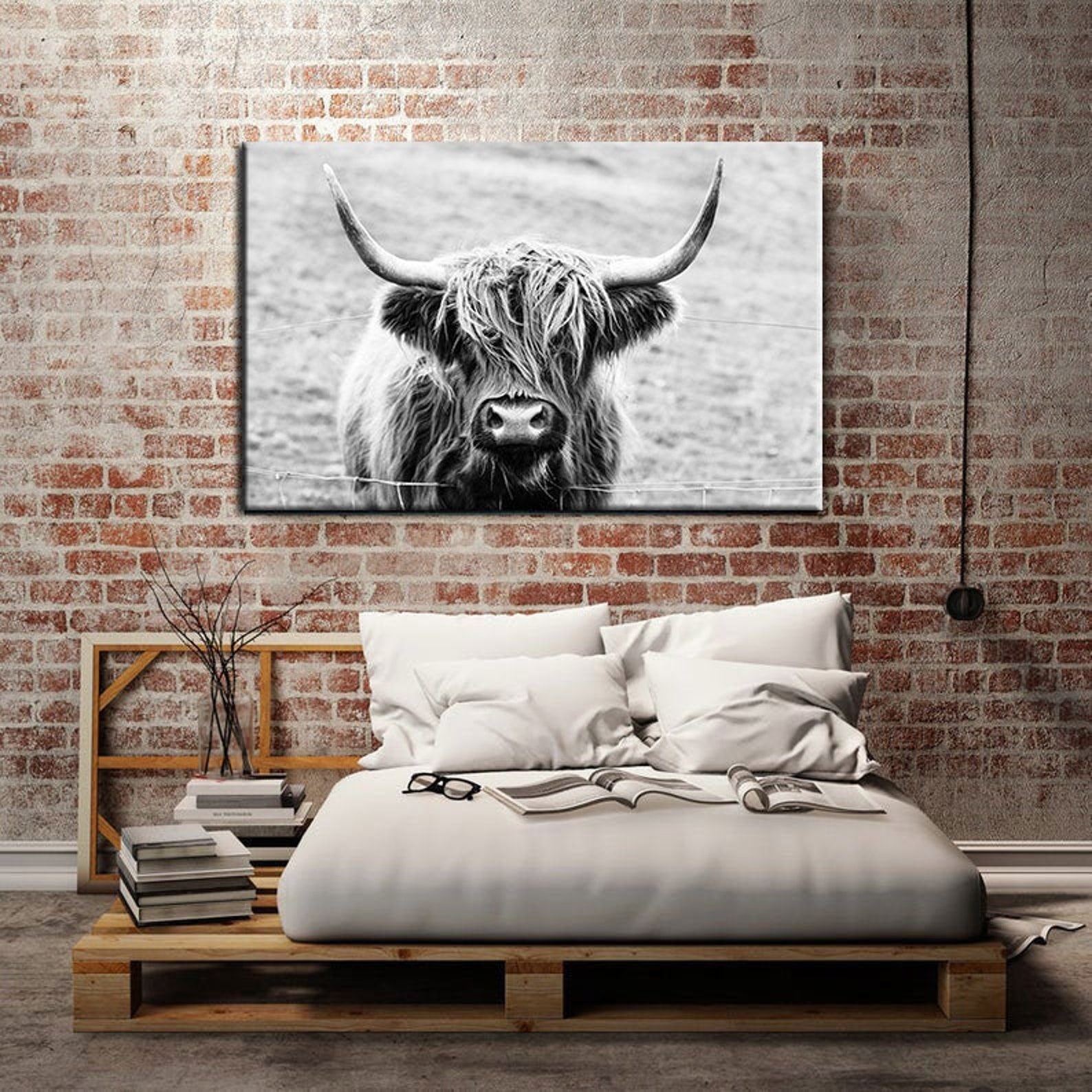 Highland Cow Canvas Wall Art Prints Cow Canvas Art Highland Etsy