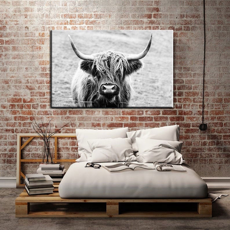 Highland Cow Canvas Wall Art Prints Cow Canvas Art Highland Etsy