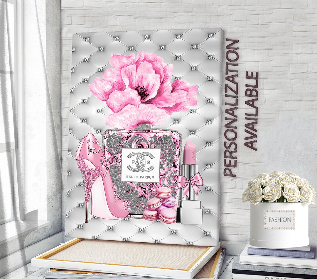 Pink Fashion Wall Art Canvas Luxury Perfume Bottle Prints Fashion ...