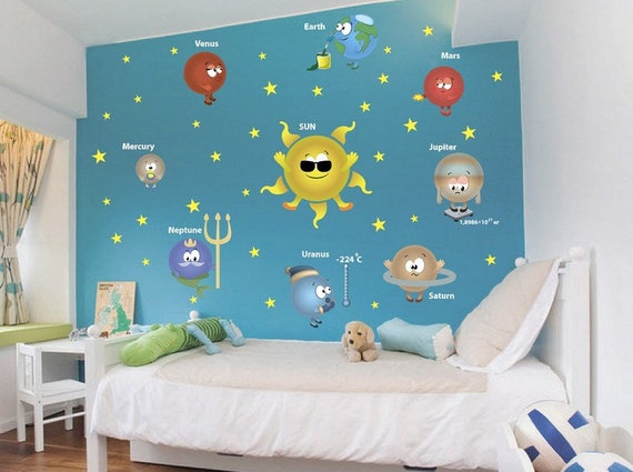 Wall Decal Kids Solar System Wall Decor Wall Art Vinyl Decals For Boys Home Decor Children S Bedroom Sticker Self Adhesive Art Print Nursery