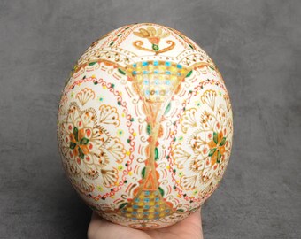 Huge pysanka, ostrich pysanka, Unique Easter egg, Ukrainian hand painted egg, Ostrich egg painted, Hand painted ostrich egg, pysanka egg