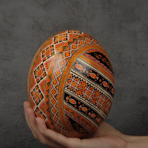 Huge pysanka, ostrich pysanka, Unique Easter egg, Ukrainian hand painted egg, Ostrich egg painted, Hand painted ostrich egg, pysanka egg