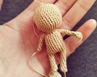 Basic doll body - amigurumi crochet tiny doll - pattern little toy pdf tutorial ENGLISH, stuffed doll