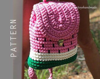 Watermelon t-shirt backpack - crochet pattern