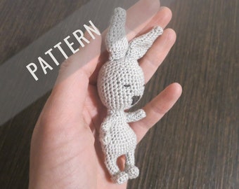 PATTERN: crochet tiny bunny with wire framework, small rabbit amigurumi miniature easter toy