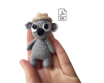 Patrón de crochet para Koala con gorro, juguete amigurumi