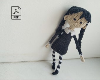 Crochet pattern for a Goth Girl doll