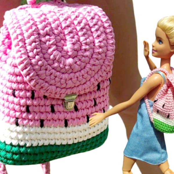 Watermelon backpack versatile crochet pattern (for doll, adults or kids)