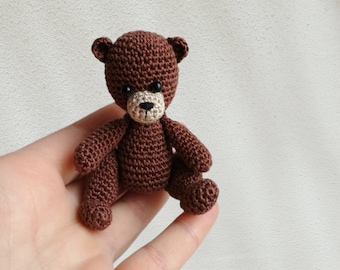 Tiny teddy bear - handmade crochet stuffed poseable amigurumi toy