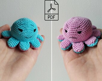 Reversible Flip Flop Mood Large Plush Octopus Toy PDF Crochet Pattern ...