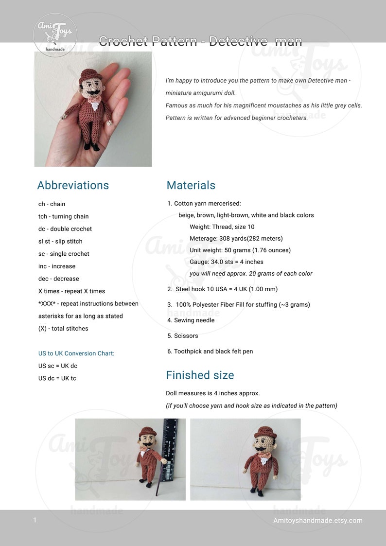 Crochet Pattern for the Detective Man Doll - Etsy