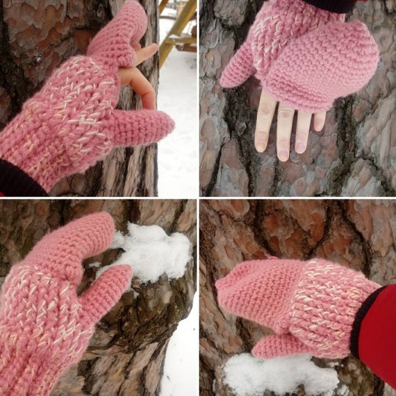fingerless mittens with flap knitting pattern