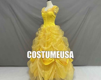 Princess Belle Dress Beauty And The Beast Belle Dress Yellow Adult Woman Girls Cosplay Costume
