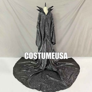 Maleficent Dress Woman Black Maleficent Horn Costume Cosplay Adult Woman Girls Printed