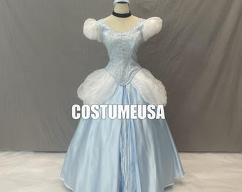 Handmade Cinderella Dress Princess Cinderella Skirt Cosplay Costume Adult & Girls Child