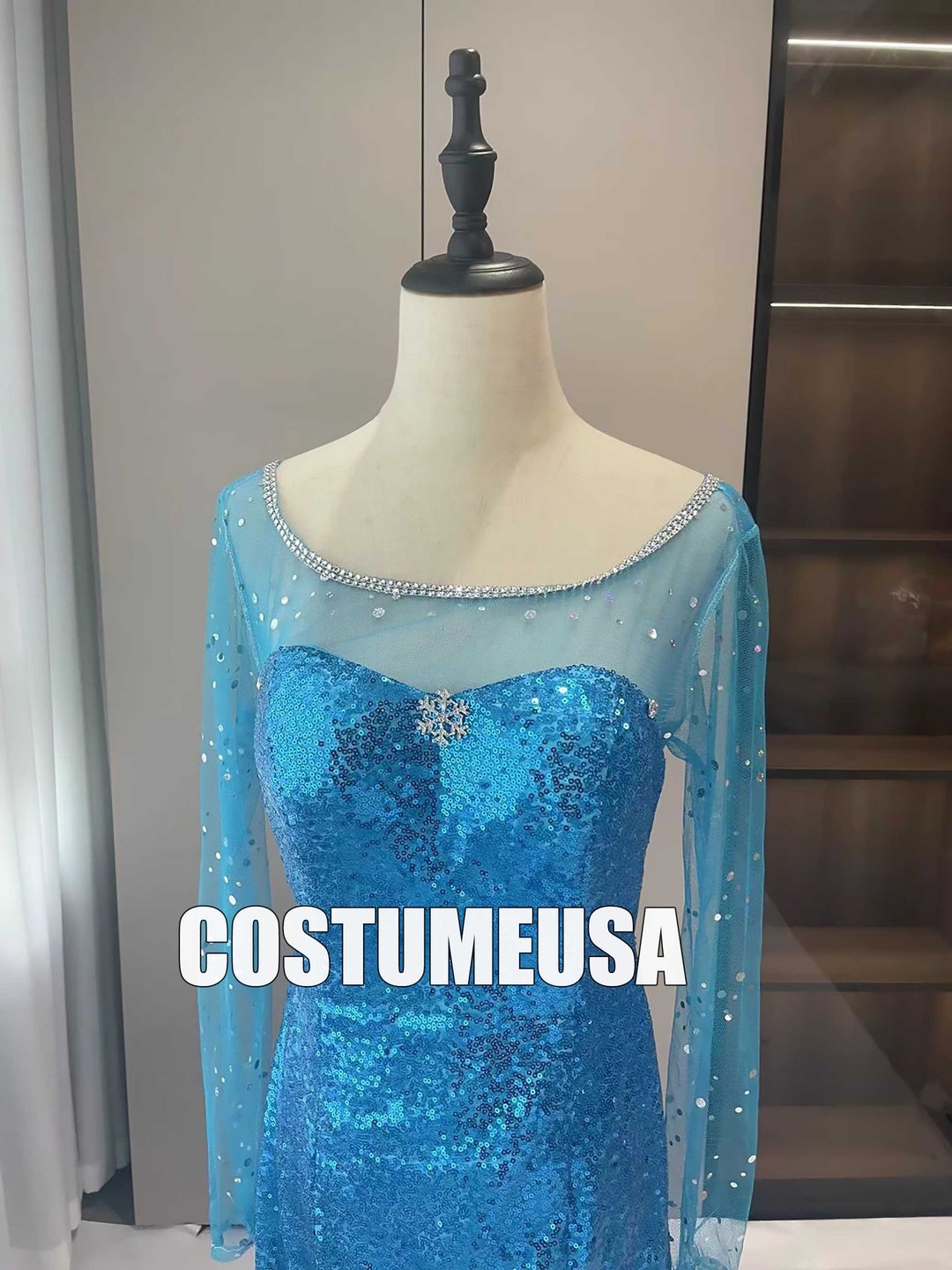 Princess Elsa Dress Frozen Elsa Snow Queen Blue Dress Cosplay Costume Etsy