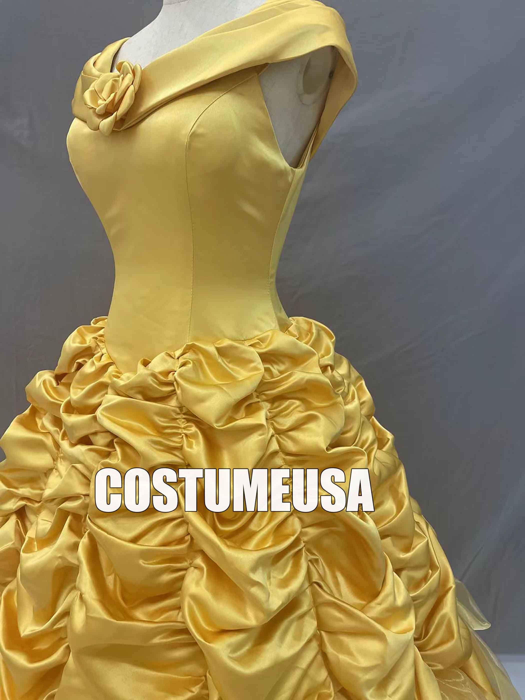 Princess Belle Dress Yellow Beauty and the Beast Belle Dress Gold Yellow  Adult Woman Girls Cosplay Costume - Etsy