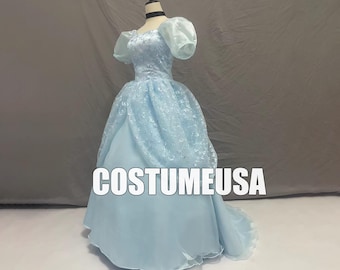 Vestido de princesa Cenicienta de tamaño personalizado, disfraz de Cenicienta, disfraz de mujer y niña