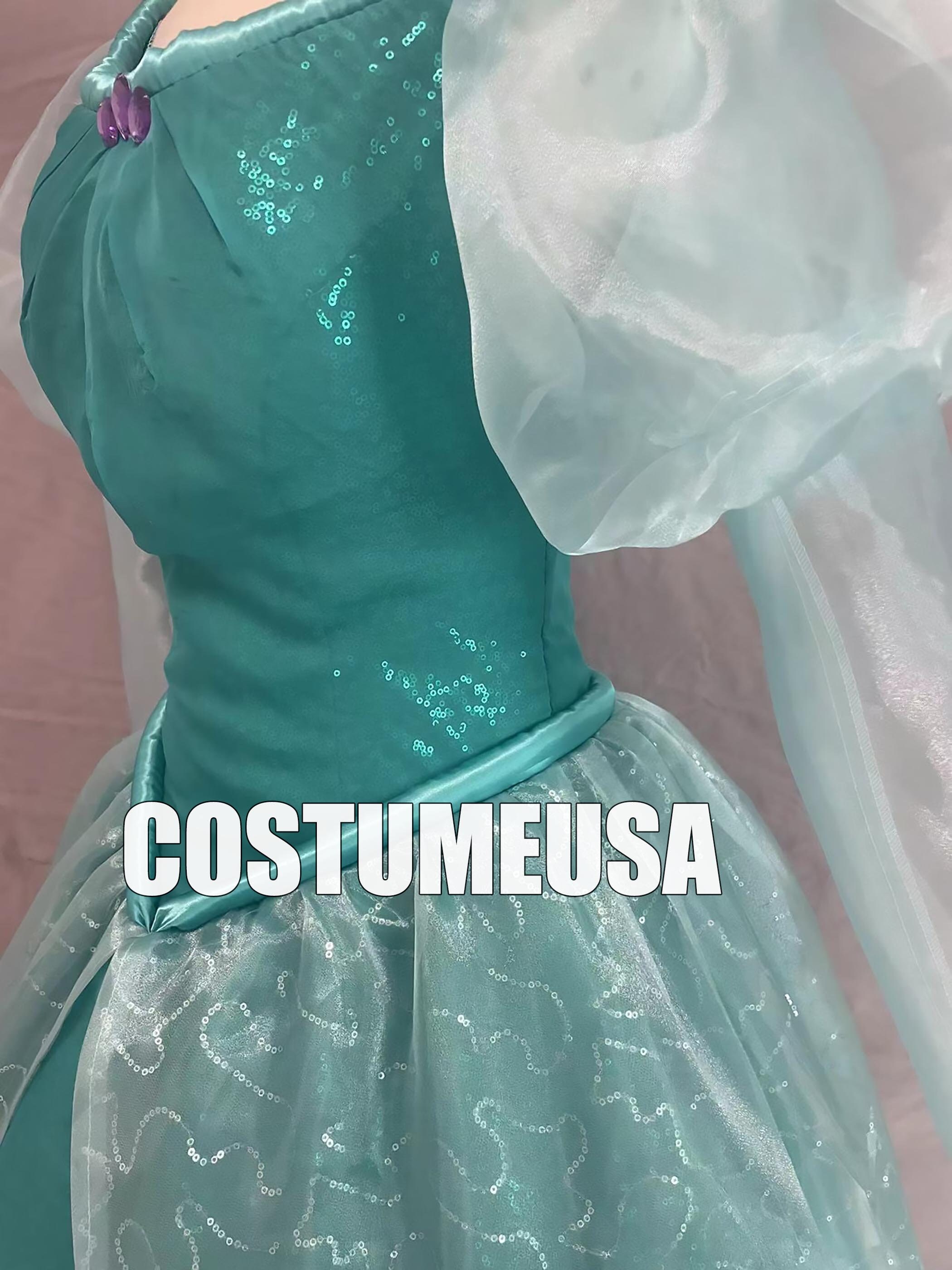 Princess Ariel Dress The Little Mermaid Ariel Dress Green Woman Girls Cosplay Costume Lace Tie