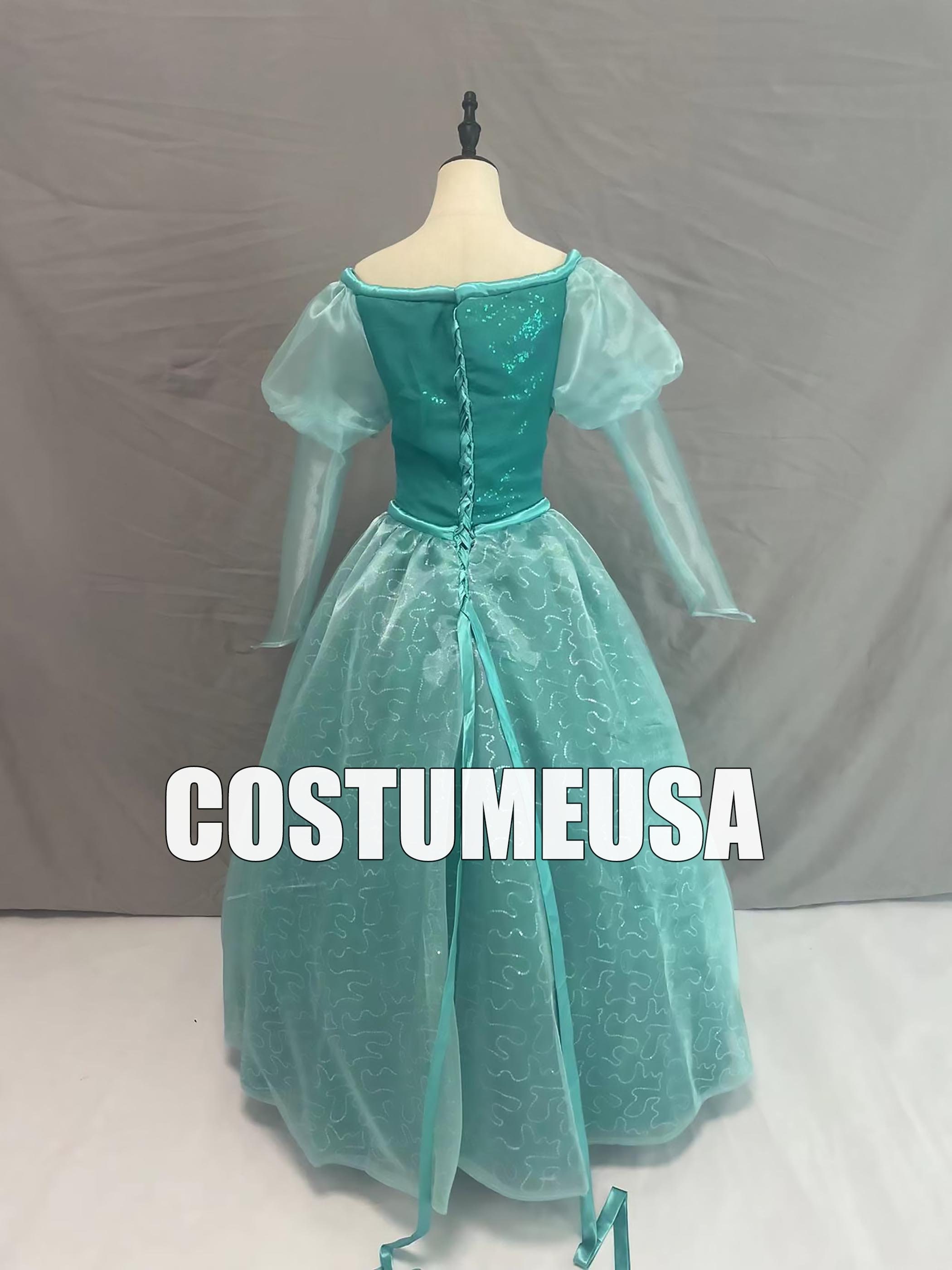 Princess Ariel Dress The Little Mermaid Ariel Dress Green Woman Girls Cosplay Costume Lace Tie