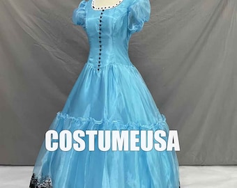 Vestido de Alicia en el País de las Maravillas, vestido azul, disfraz de Cosplay para mujer adulta, traje de Halloween para niñas