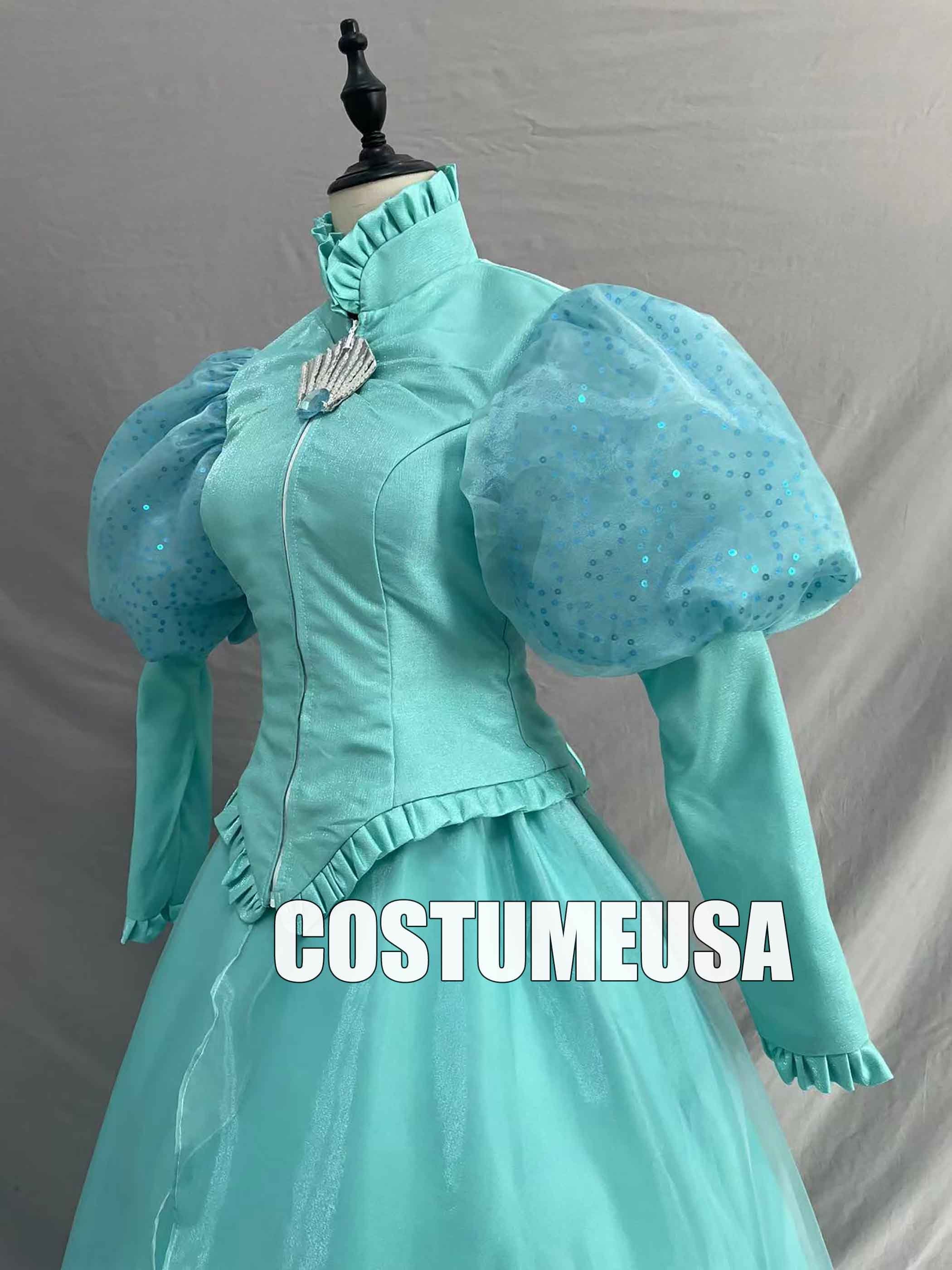Princess Ariel Dress Ariel Cosplay Costume Kids Little Mermaid Dress Green Adult Woman Girls