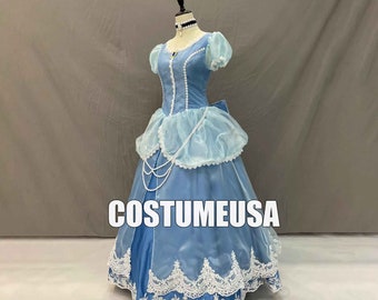 Princess Cinderella Dress Cinderella Blue Dress Woman Girls Cosplay Costume