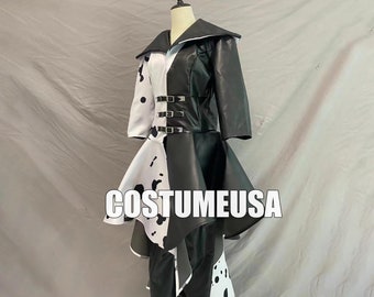 Cruella Outfit Cruella De Vil Woman Girls Cosplay Costume