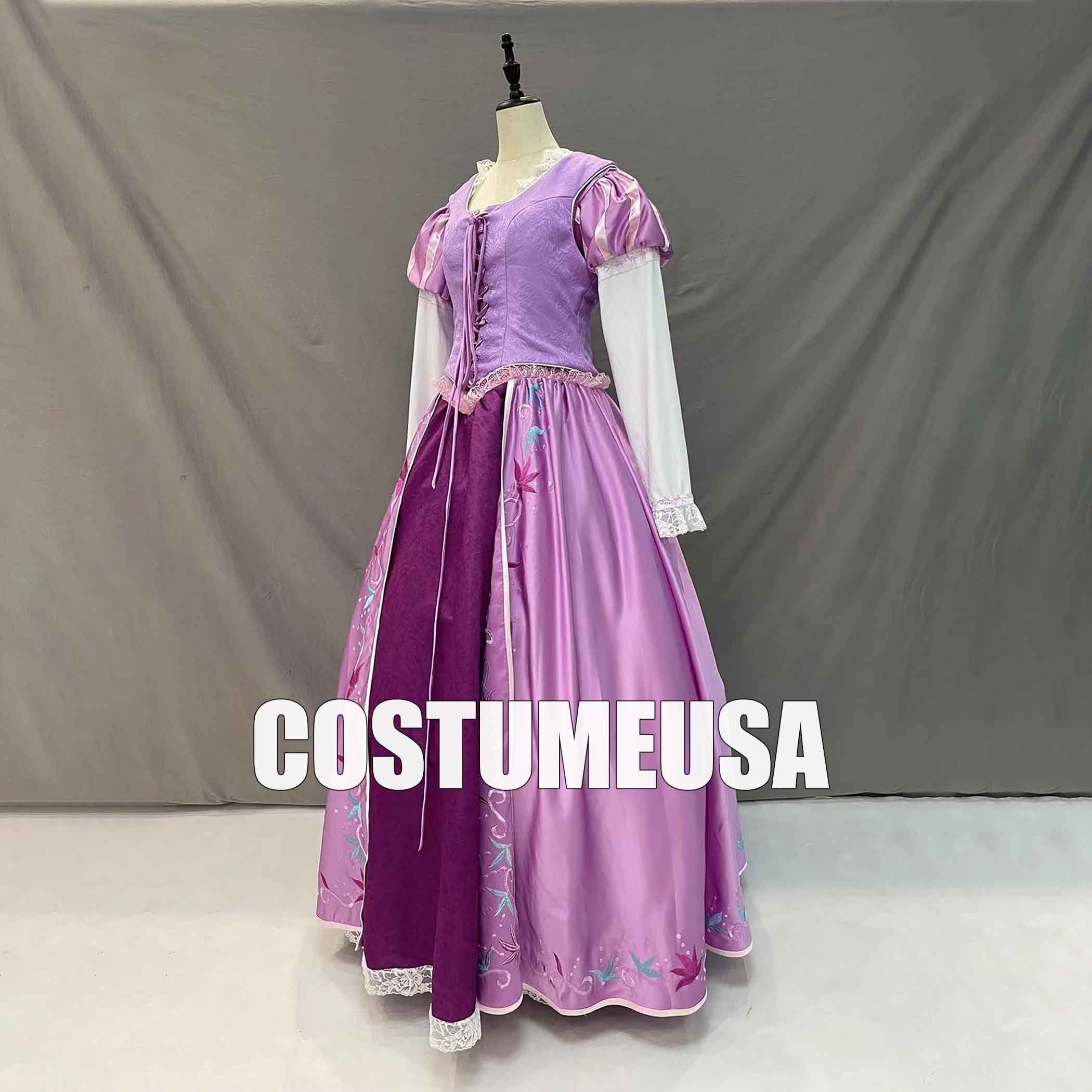 Prinzessin Rapunzel Kleid verheddert Rapunzel Kleid verstrickt Kostüm Cosplay Erwachsene Frau Mädchen Stickerei Blumen