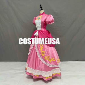 Prinses Mario Jurk Perzik Rode Mario Jurk Vrouw Meisjes Cosplay Kostuum Opgewaardeerd