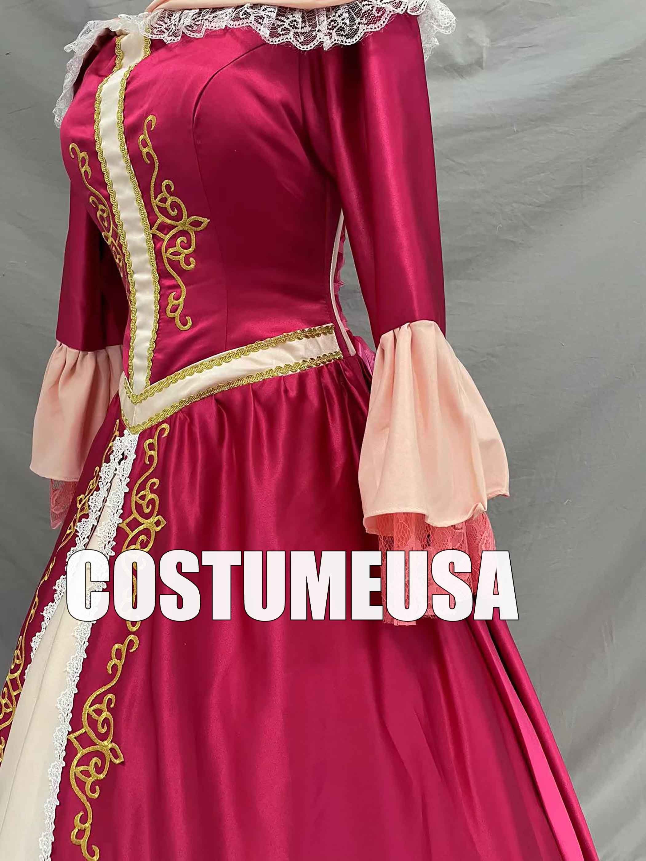 disney belle dress red The Enchanted Belle princess cosplay red dress costume gift gloves /