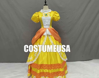 Princess Mario Dress Daisy Yellow Mario Dress Peach Red Mario Dress Adult Woman Girls Cosplay Costume Upgraded